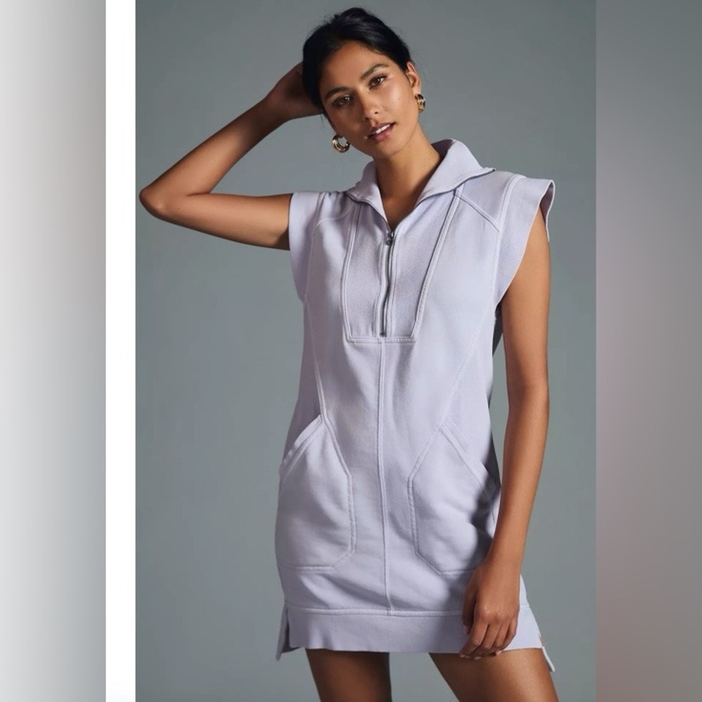 Anthropologie Meru Zip Front Mini Dress Daily Practice in Lavender